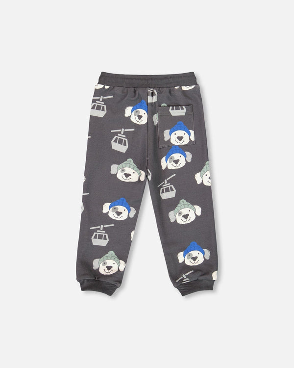 Fleece Sweatpants Gray Dog Print - H20T21_060