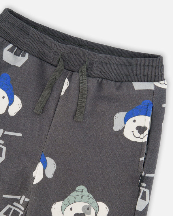 Fleece Sweatpants Gray Dog Print - H20T21_060