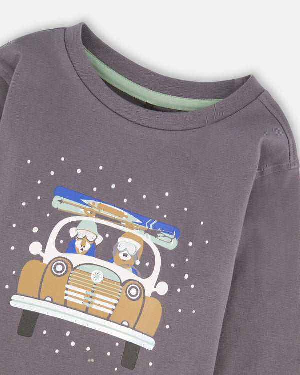 Long Sleeve Organic Cotton Jersey Tee Dark Gray - H20T65_913