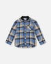 Long Sleeve Brushed Plaid Button Down Shirt Avec Rib Collar - H20U12_000