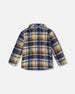 Sherpa Long Sleeve Zip Front Overshirt Blue And Brown Plaid - H20U17_086