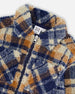 Sherpa Long Sleeve Zip Front Overshirt Blue And Brown Plaid - H20U17_086