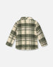 Sherpa Long Sleeve Zip Front Overshirt Sage And Beige Plaid - H20U17_087
