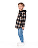 Hooded Polar Fleece Overshirt With Hood Black And Brown Plaid - H20U19_000