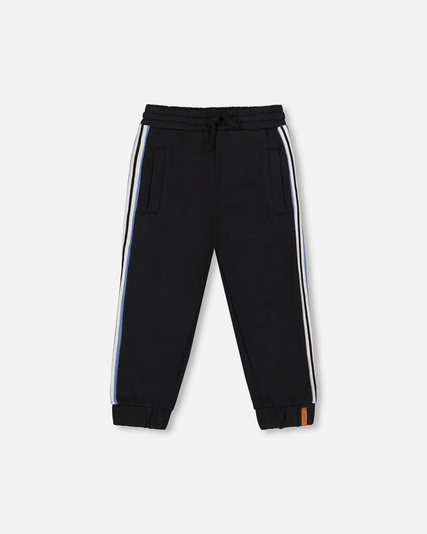 Fleece Sweatpants With Side Stripes Black - H20U20_999