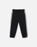 Fleece Sweatpants With Side Stripes Black - H20U20_999
