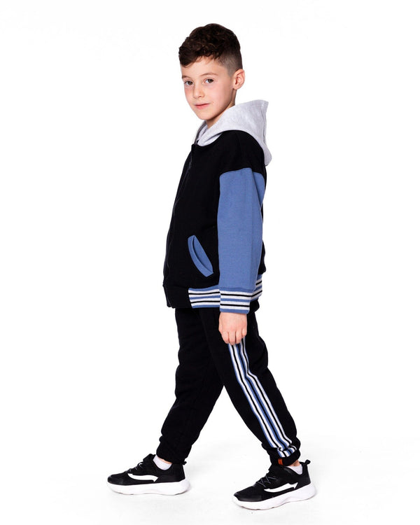 Fleece Sweatpants With Side Stripes Black - H20U20_999