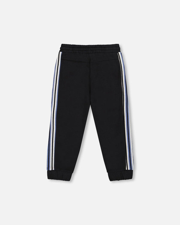 Fleece Sweatpants With Side Stripes Black - H20U20_999