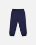 Fleece Sweatpants With Pockets Navy Blue - H20U21_481