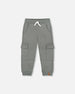 Fleece Sweatpants With Cargo Pockets Gray Green - H20U22_387