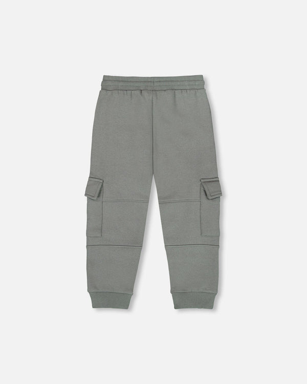 Fleece Sweatpants With Cargo Pockets Gray Green - H20U22_387