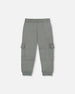 Fleece Sweatpants With Cargo Pockets Gray Green - H20U22_387