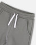 Fleece Sweatpants With Cargo Pockets Gray Green - H20U22_387