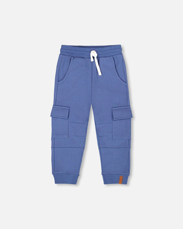 Fleece Sweatpants With Cargo Pockets Blue - H20U22_479
