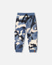 Fleece Sweatpants With Cargo Pockets Blue Camouflage - H20U23_092