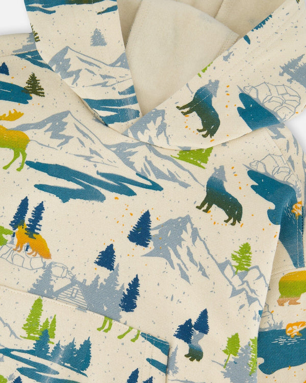 Printed Hooded Fleece Sweatshirt Beige - H20U35_166