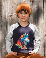 Long Raglan Sleeve Jersey Tee Navy Blue - H20U70_481