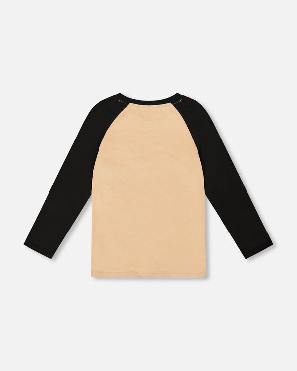 Long Raglan Sleeve Jersey Tee Beige - H20U70_915