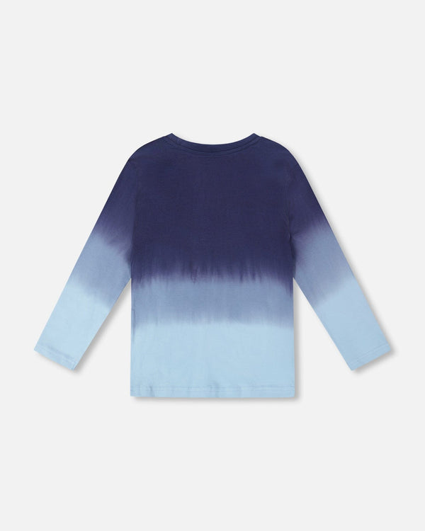 Long Sleeve Organic Cotton Gradient Jersey Tee Blue - H20U72_484