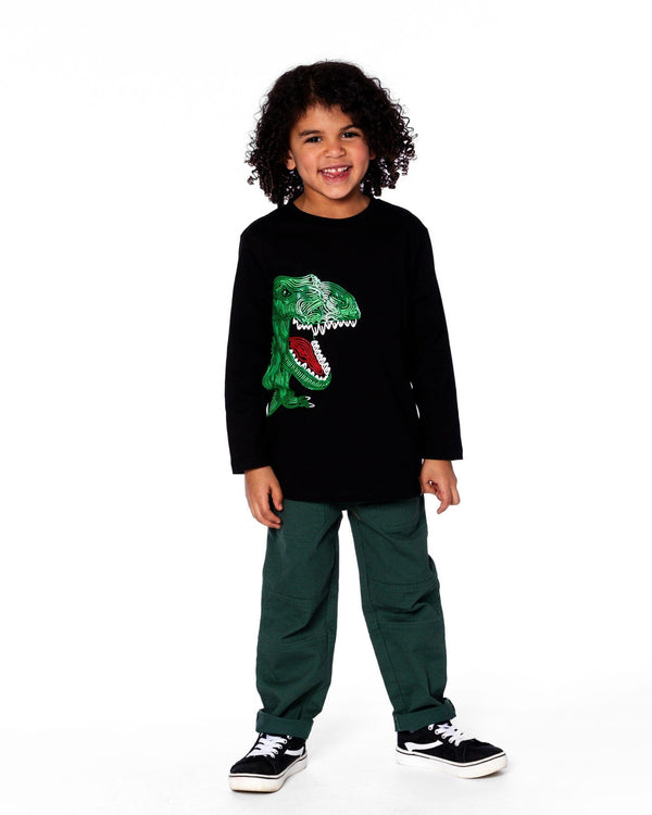 Long Sleeve Jersey Tee Shirt With Dinosaur - H20U73_998