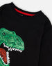 Long Sleeve Jersey Tee Shirt With Dinosaur - H20U73_998