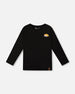 Long Sleeve Jersey Tee Shirt Black With Print Back & Front - H20U73_999