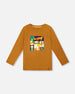 Long Sleeve Cotton Jersey Tee Shirt Orange Brown - H20U74_855