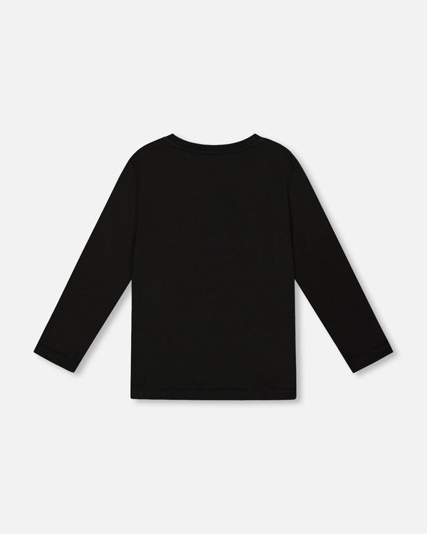 Long Sleeve Cotton Jersey Tee Shirt Black - H20U74_999