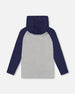 Organic Cotton Jersey Hooded Raglan Sleeve Tee Navy Blue - H20U75_481