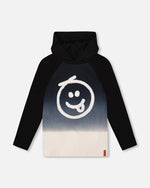 Organic Cotton Jersey Hooded Raglan Sleeve Tee Black - H20U75_999