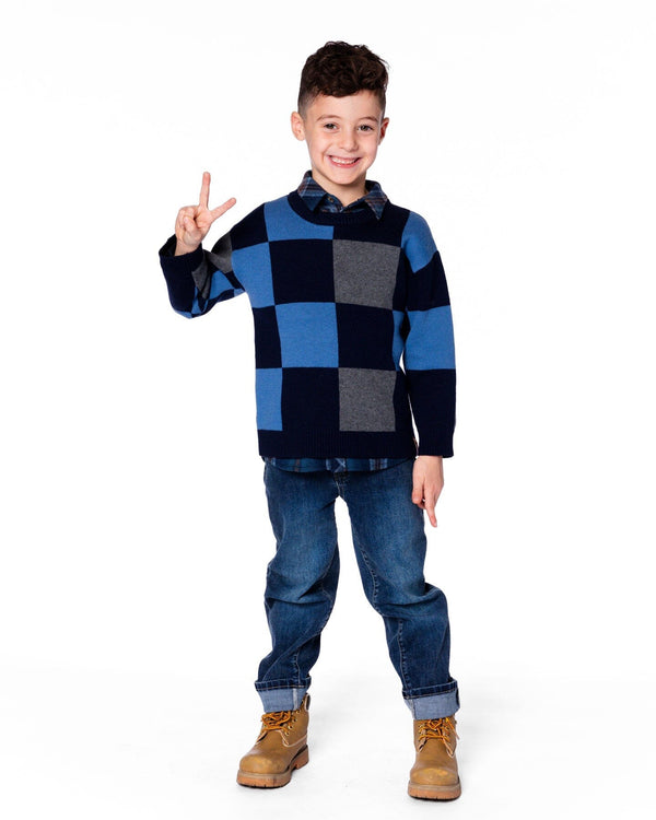 Knit Sweater Blue Checkered - H20UT77_000