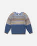 Norwegian Jacquard Knit Sweater Blue And Cream - H20UT78_000
