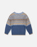 Norwegian Jacquard Knit Sweater Blue And Cream - H20UT78_000
