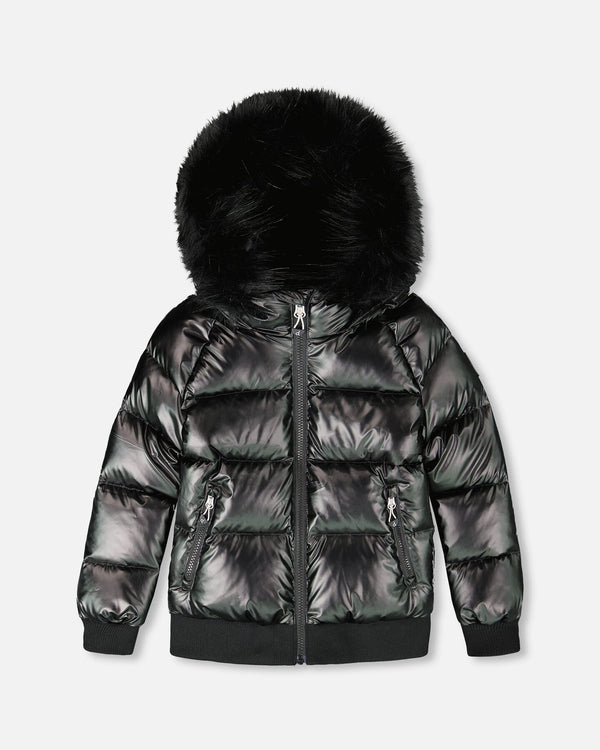 Black Quilted Bomber-Style Winter Coat - H20W56_999