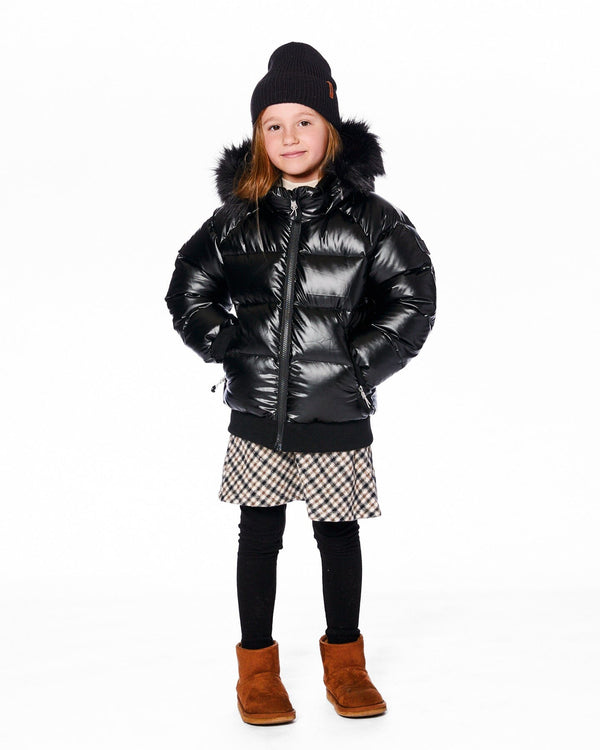Black Quilted Bomber-Style Winter Coat - H20W56_999