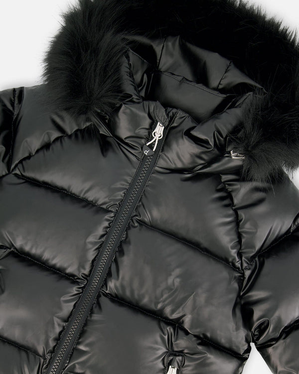Black Quilted Bomber-Style Winter Coat - H20W56_999