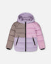 Colorblocked Puffy Winter Coat Purple Gray - H20W57_591
