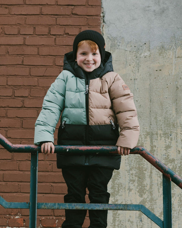 Colorblocked Puffy Winter Coat Black - H20W57_999