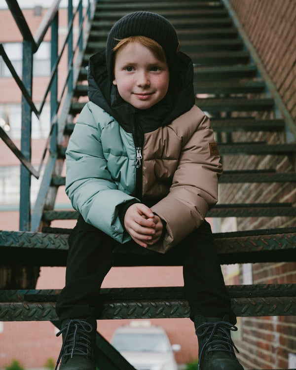 Colorblocked Puffy Winter Coat Black - H20W57_999