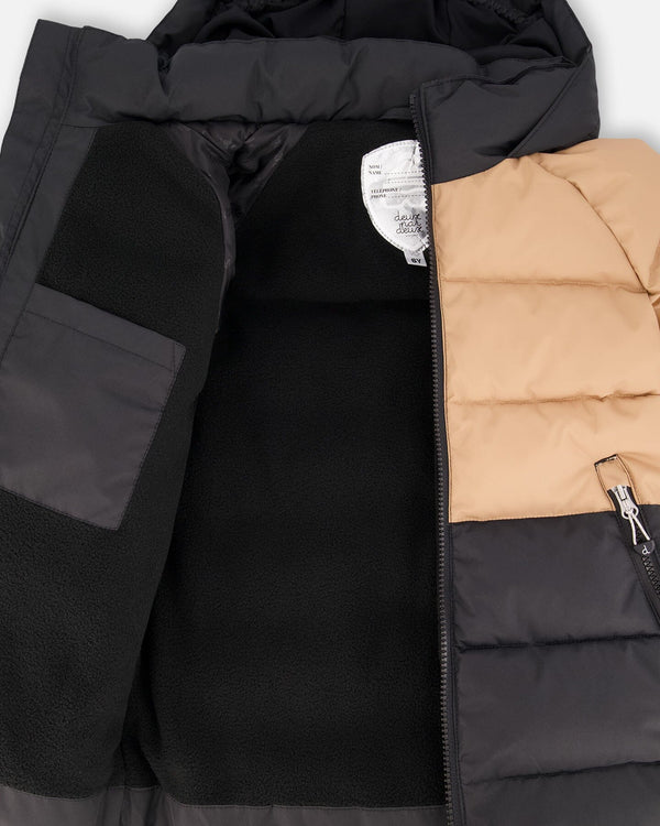Colorblocked Puffy Winter Coat Black - H20W57_999