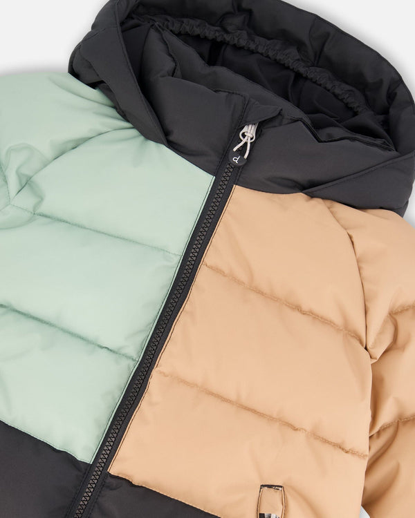 Colorblocked Puffy Winter Coat Black - H20W57_999