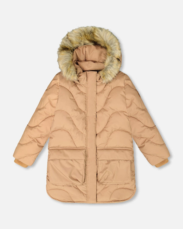 Long Wavy Quilt Puffy Winter Coat Chanterelle - H20W59_182