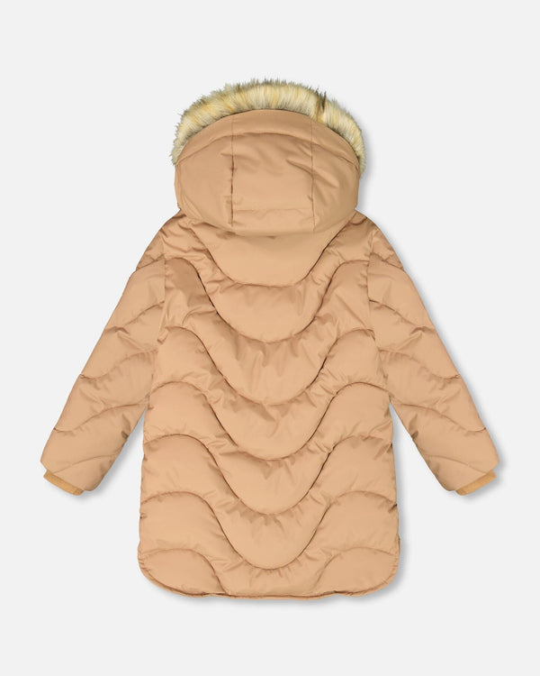 Long Wavy Quilt Puffy Winter Coat Chanterelle - H20W59_182