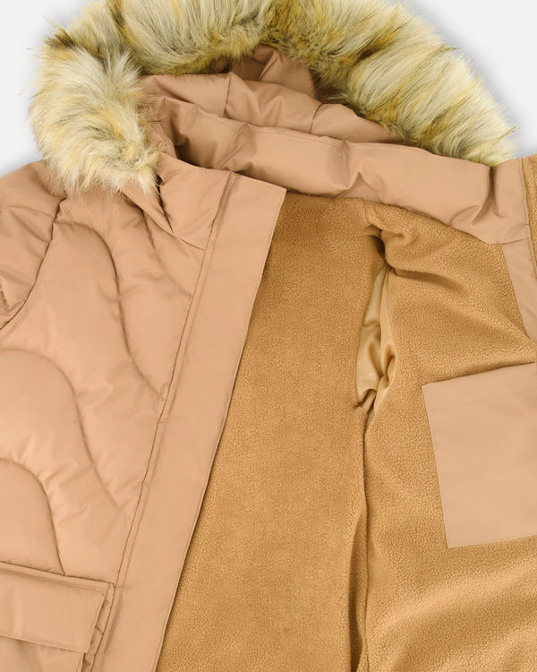 Long Wavy Quilt Puffy Winter Coat Chanterelle - H20W59_182