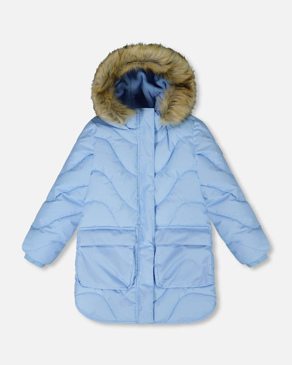 Long Wavy Quilt Puffy Winter Coat Powder Blue - H20W59_400