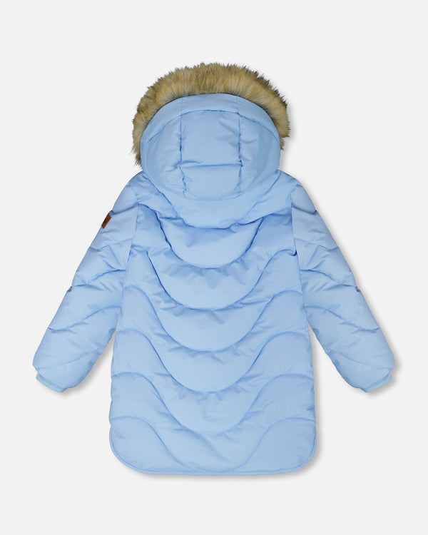 Long Wavy Quilt Puffy Winter Coat Powder Blue - H20W59_400