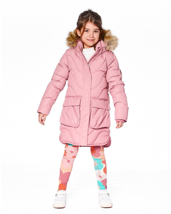 Long Wavy Quilt Puffy Winter Coat Dusty Pink - H20W59_643