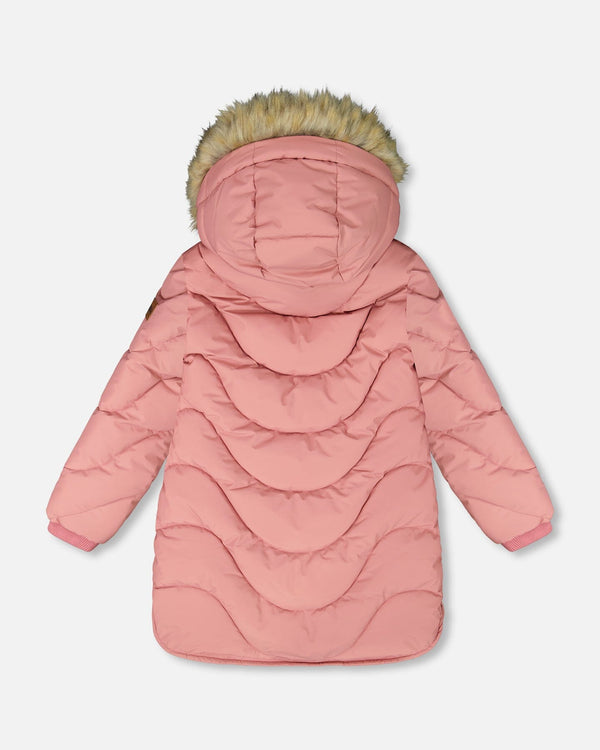 Long Wavy Quilt Puffy Winter Coat Dusty Pink - H20W59_643