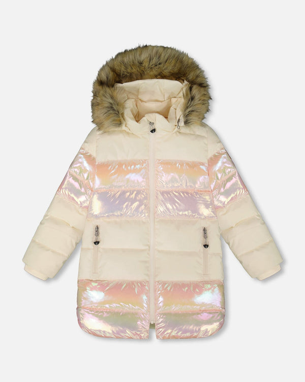 Long Metallic Puffy Winter Coat White - H20W60_165