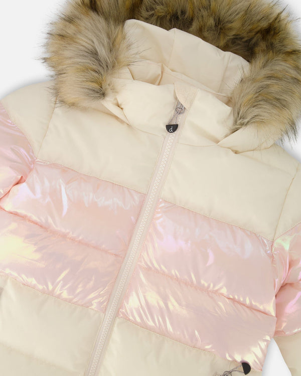 Long Metallic Puffy Winter Coat White - H20W60_165
